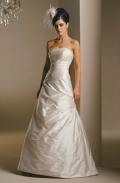 2012 Taffeta Simple Ruffled Style Strapless A-line Wedding Bridal Gown