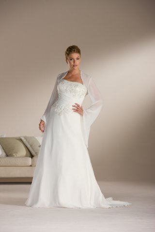 2012 Strapless Sheath/ Column Chiffon Applique Designer Floor length Beach Wedding Dress