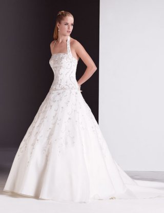 New Style Halter Court Train Embroider Princess Wedding Dress