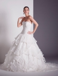 2012 A-line Strapless Over lap Layered Designer Ball Gown Wedding Bridal Gown