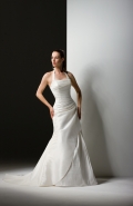 New Style Taffeta Strapless Ruffled Style A-line Sash Lace Up Court Train Mermaid Wedding Dress