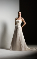 2012 Wrinkle Style Simple Strapless Satin Sweep length A-line Wedding Bridal Gown