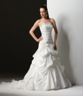 2012 Princess Strapless Puffy Taffeta Beadings Sash Style A-line Wedding Bridal Gown