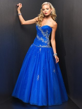 Cheap Roycal Blue Sweetheart Beads Working emborider Fashion Design Floor length a-line Prom Dress