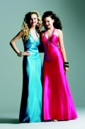 A Line Sheath / Column Beading Halter V Neckline Ruched Elastic Satin Evening Dress With A Gown