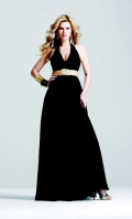 Dropped Floor Length Balck Halter Satin With Different Waistband V Neckline Gorgeous Evening Dress
