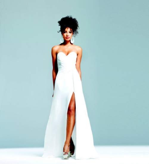 Petite Ruched Sweetheart Neckline Strapless Furcation Side Ruched Party Dress