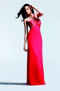 Petite A Line With One Appliques Shoulder Elastic Satin Evening Dress