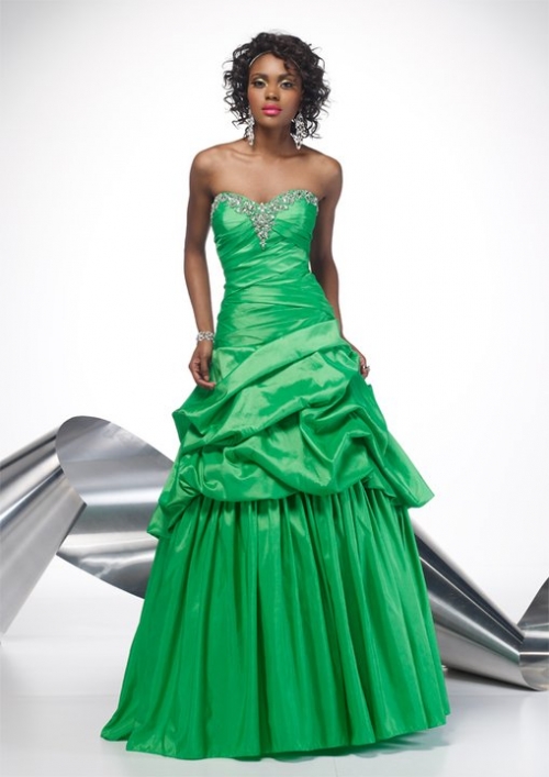 A line Sweetheart Ruffles Green Elegant Sexy Prom Dress/ Evening Dress