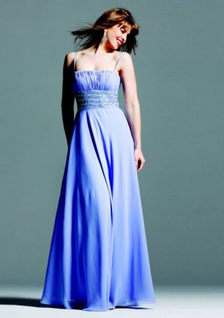 Sequare Neckline With Spaghetti Straps Pleated With Sequins Elegant Evening Dress