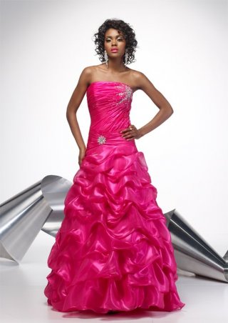 A Line Pink Flat Floor Length Elegant Taffeta Prom Dress/ Evening Dress