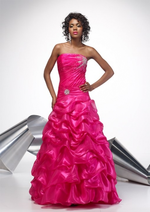 A Line Pink Flat Floor Length Elegant Taffeta Prom Dress/ Evening Dress