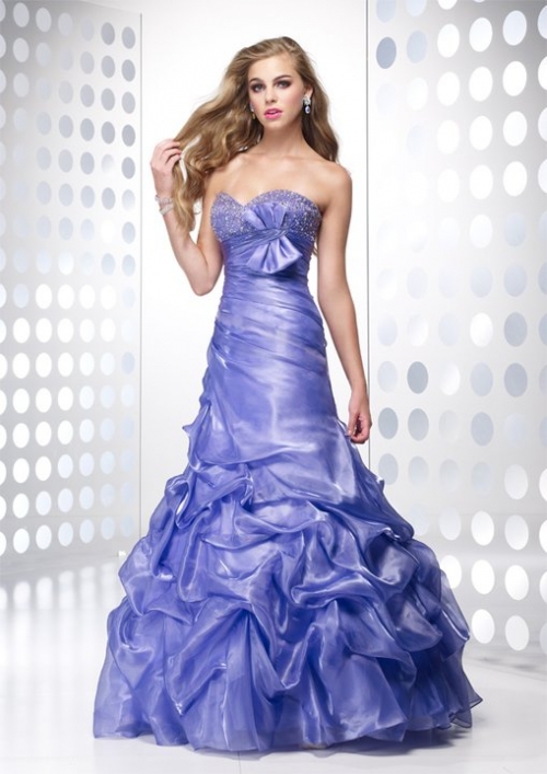 A Line Sweetheart Purple Taffeta Strapless Prom Dress/ Evening Dress