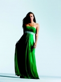 Bateau Neckline Strapless Floor Length Pleated With Appliques Elegant Evening Dress