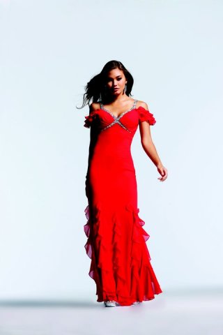 A Line Beading Straps Sweetheart neckline Off The Shoulder Chiffon Evening / Party Dress