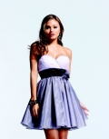 Beautiful Strapless Sweetheart Black Waistband Flower Elastic Satin Mini Cocktail Prom Dress