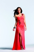 A Line Side Draped And Ruched With One beading Shoulder Furcation Evening Dress der