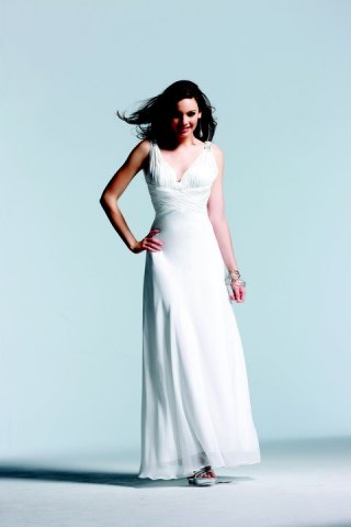 V Neckline Pleated Floor Length With Beadings Elegant Evening Dress