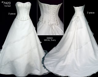 2012 Formal Strapless Embroidery Sash Style Two Layers A-line Wedding Bridal Gown