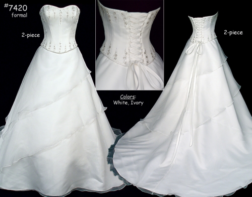 2012 Formal Strapless Embroidery Sash Style Two Layers A-line Wedding Bridal Gown