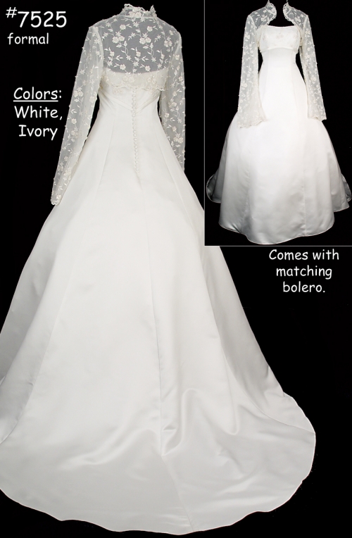 2012 Simple Design Strapless Embroidery Satin Long Train Ball Gown Wedding Bridal Gown