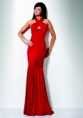 Absorbing A Line Cross Pleated Halter Entire Ruched Evening Dress