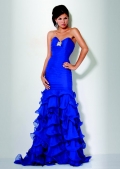 Sweetheart Multi Layers Ruched And Pleated Strapless Floor Length Pretty Blue Evening Dress