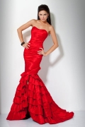 Fascinating Mermaid / Trumpet With A Ruched Sweep Train Sweetheart Neck Evening Dress Train