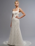 2012 chic mermaid straps backless sweep lace Wedding Dress