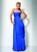 Dark Blue Side Draped And Ruched Chiffon Beading Sweetheart Evening Dress