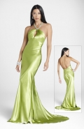 Beading Hater With Pleated And Hollow Center Floor Length Trumpet Evening Dress