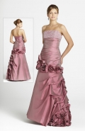 Luxury Strapless Side Draped With Flowers Bateau Neckline With Sequins Formal Evening Dress