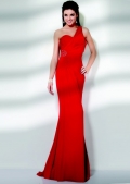 Elegant Red Mermaid Ruched And Pleated Detailed Bodice Evening Dress