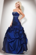 Ball Gown Dark Blue Tube Top Floor Length Prom Dress/ Evening Dress