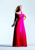 A Line Red Ball Gown Scalloped-Edge Neck With One Side Straps party Dress