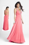 V Neckline Halter With Beadings Pleated Floor length Fashion Party Gown