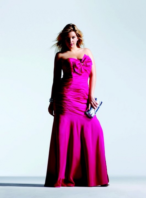 Fushia Strapless Side Draped And Ruched Sweetheart With A Bowknot Party / Evening Dress