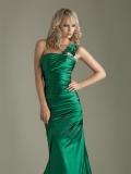 One Shoulder Corset Mermaid Designer Floor length Green Evening Dress/ Homecoming Dress/ Prom Dress