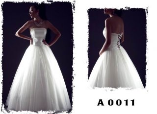 2012 Empire Waist Tube Top Style Organza Sash Lace up Ball Gown Wedding Bridal Gown