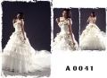 2012 One Shoulder Multi-layered Organza Flowers Decorated Ball Gown Wedding Bridal Gown