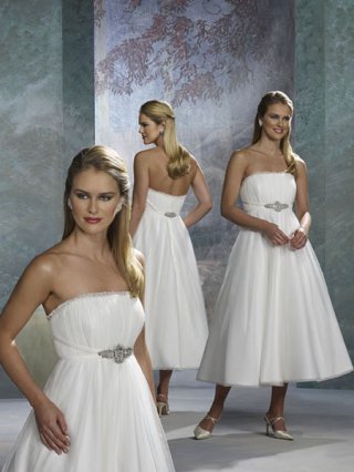 New Style simple summer Strapless Lacing Cheap organza & satin Short Wedding Dress