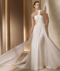 2012 Spring One Strap Sheath/ Column Floor length Chiffon Beach Wedding Dress