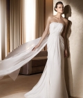 2012 Simple Chiffon Style Strapless Column Long Length Beach Wedding Dress