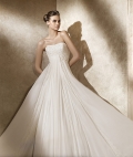 Upper Ruffle Strapless Granceful Simple Chiffon Floor Length Wedding Dress