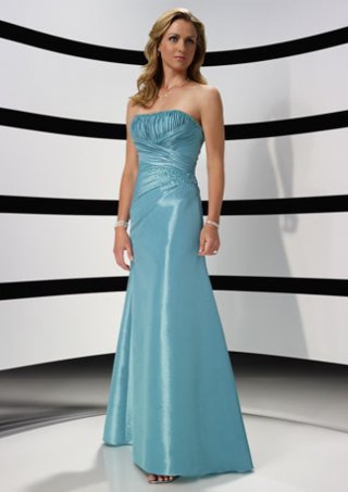 Blue Pleated Strapless Cheap fashion Design Mother of Bride and Groom Dress