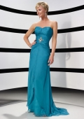 Stonespin Strapless Blue Cheap Floor Length Chiffon Mother of Bride and Groom Dress 2011
