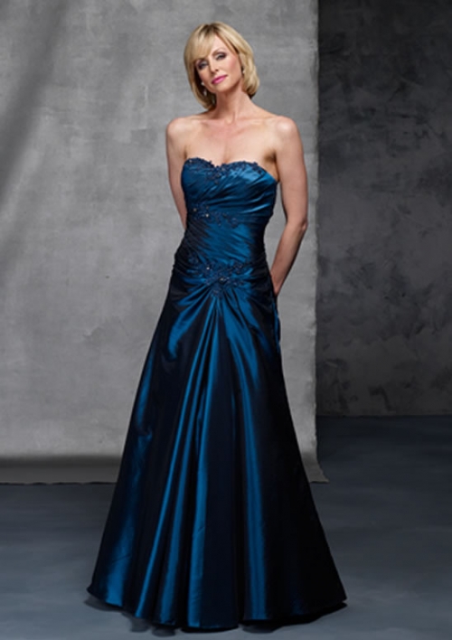 A-line Strapless Turquoise Emborider Beads Sweetheart Mother of Groom and Bride Dress