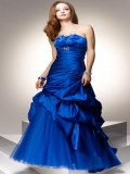 Layered Satin Pleated Roycal Blue Puffed wrinkled floor length Prom Dress Popular in Spring