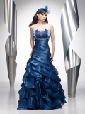 Gorgeous Ball Gown Turquoise Strapless Pleated Cheap Tiered bubble Design Prom Dress With Beads