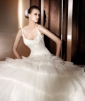New Style U-neck Straps Layers Ruffles Elegant Princess Wedding Dress